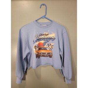Dodge Charger Graphic Print Pullover Sweatshirt, Women's Size XS, Blue Multi‎